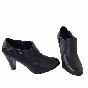 Etienne Aigner Heeled Buckle Ankle Booties Zip